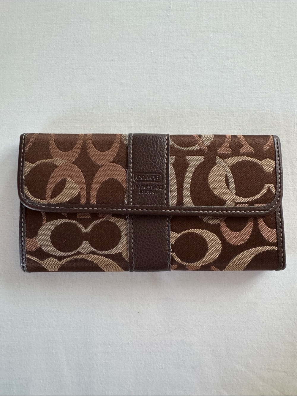 Coach Continental Wallet with Signature Canvas and Leather Trim